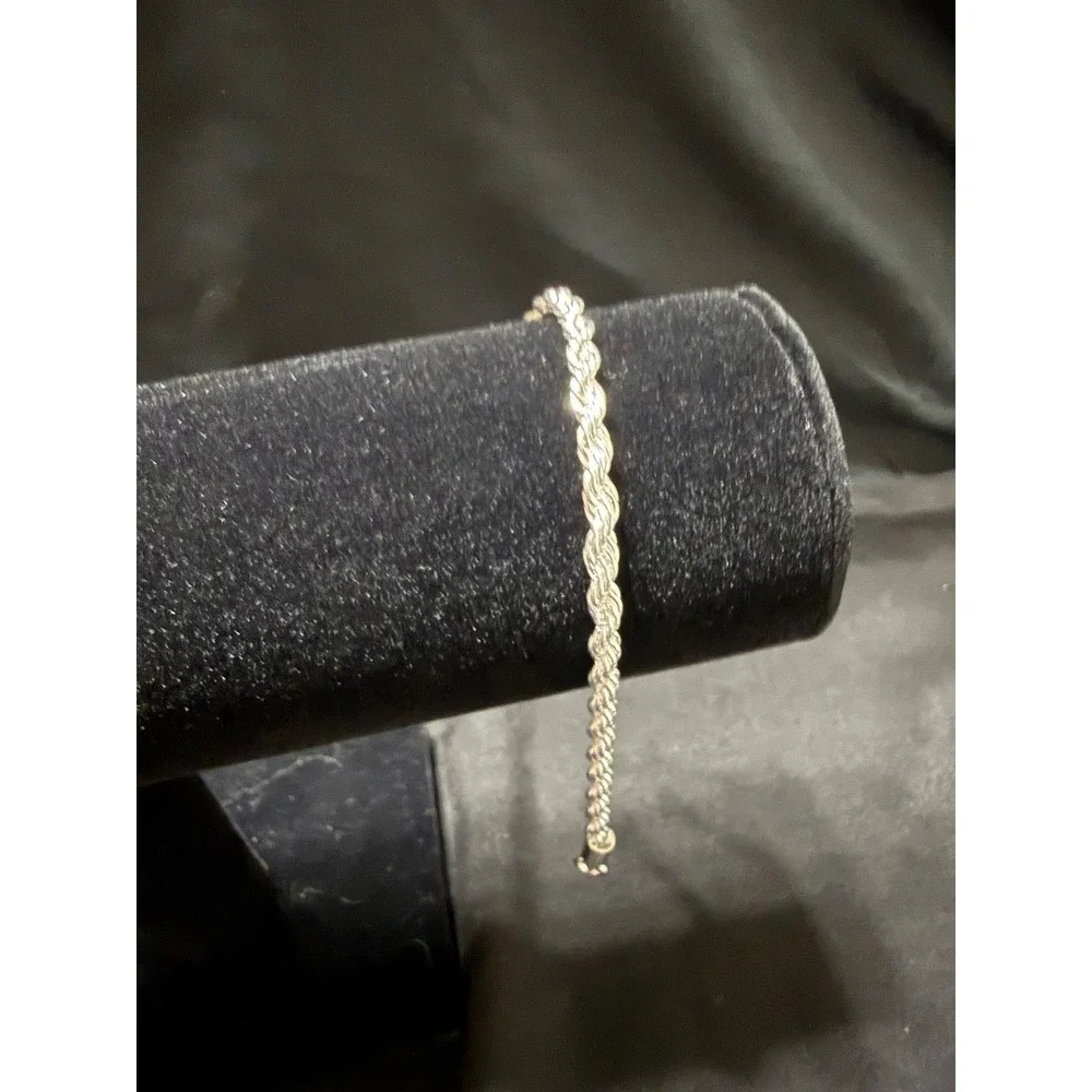 rope bracelet solid 925 silver 8inch 4mm lobster clasp